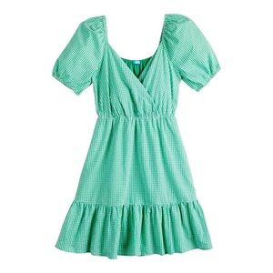 Women’s Green Gingham L large dress Draper James RSVP puff sleeve